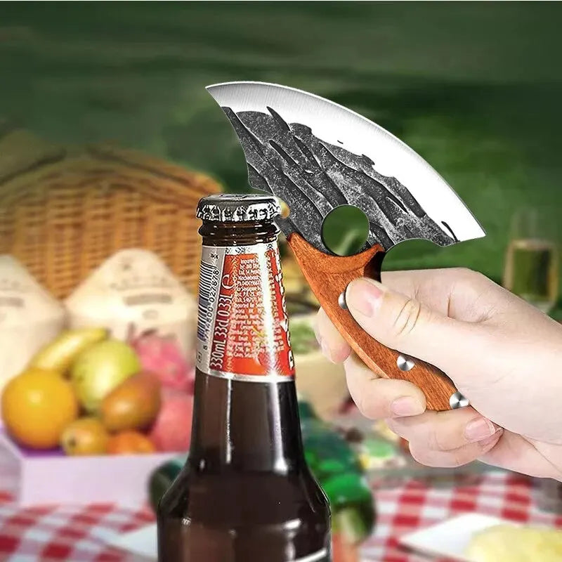 Hand Forged Boning Cleaver Knife with Wooden Handle