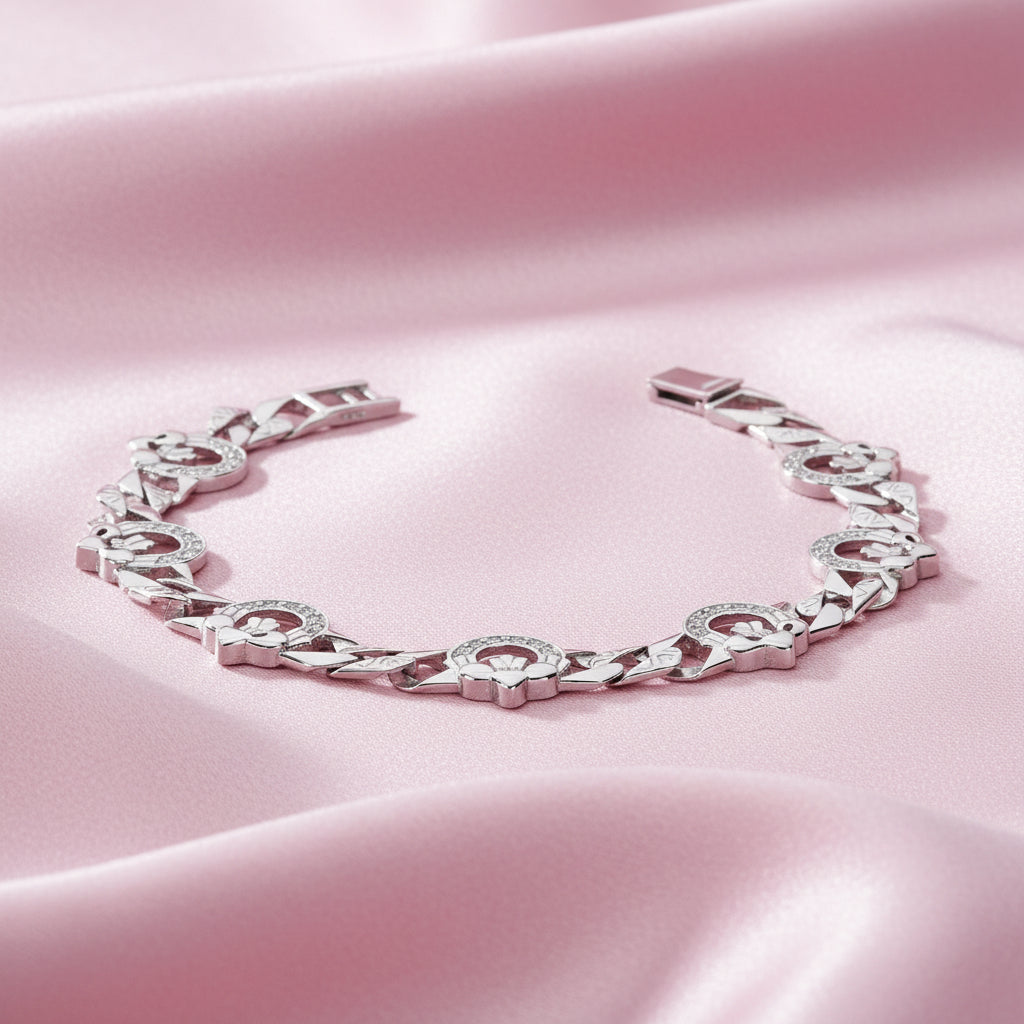 Silver bracelet on a white background