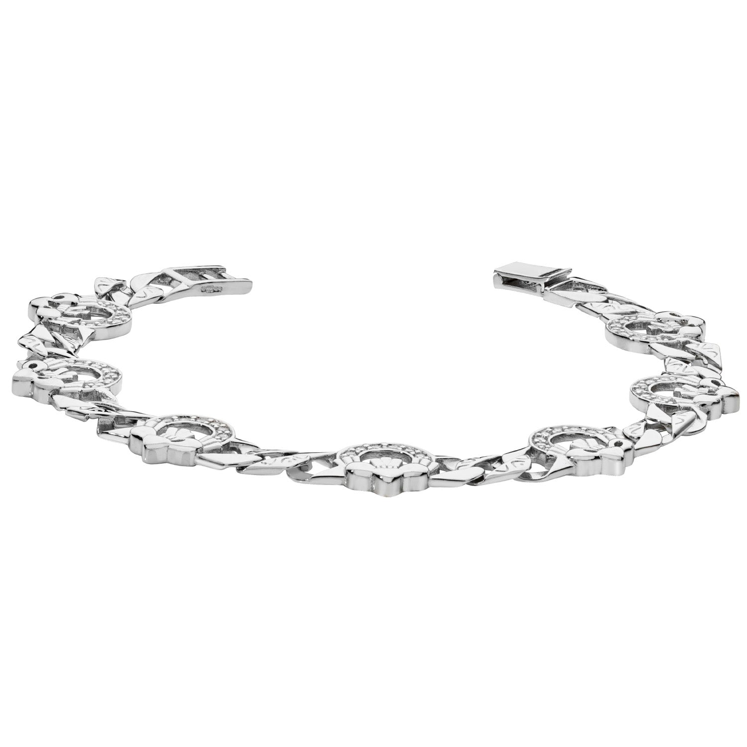 Sterling Silver CZ Claddagh Bracelet for Ladies