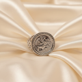 Sterling Silver Men's St George Coin Basket Ring