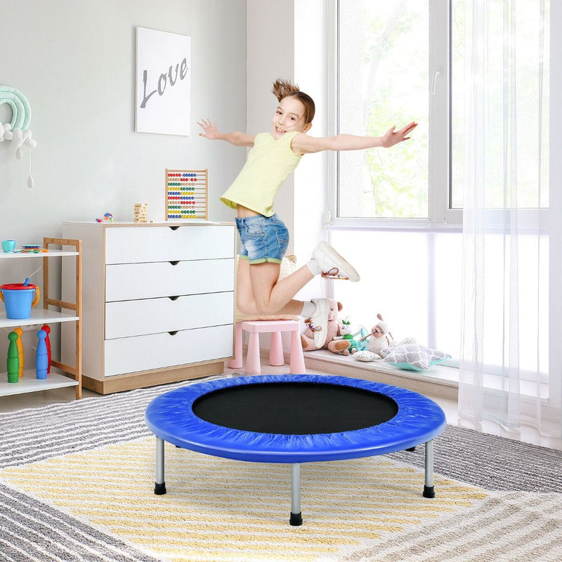 Foldable Mini Exercise Trampoline with Springs & Pad