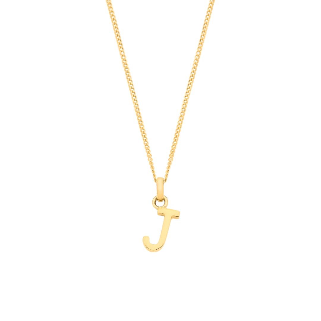 9ct Yellow Gold Small Plain Initial Pendant Necklace (18")