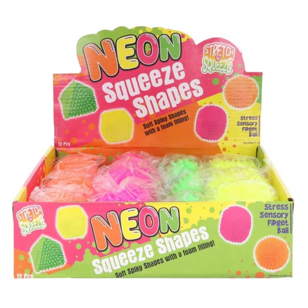 Neon Squeeze Shapes Stress Balls choice of 4 shapes