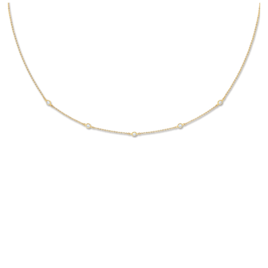 9ct Yellow Gold CZ By The Yard Bracelet & Necklace Set (7", 18", 36")