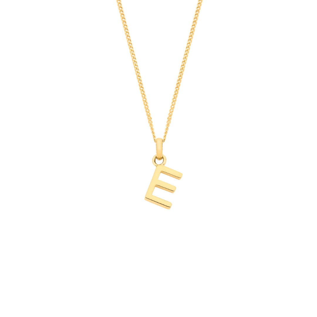 9ct Yellow Gold Small Plain Initial Pendant Necklace (18")