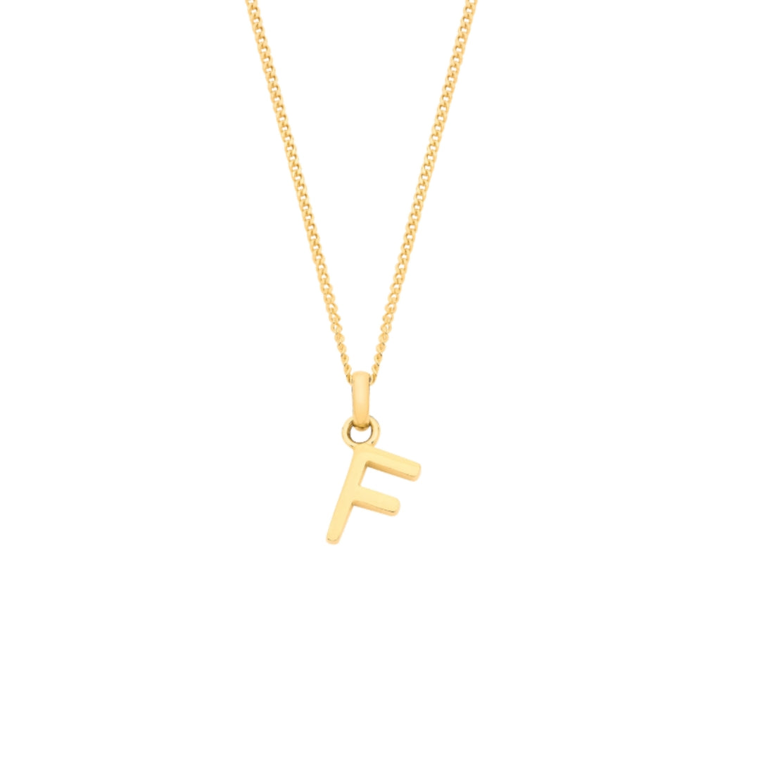 9ct Yellow Gold Small Plain Initial Pendant Necklace (18")