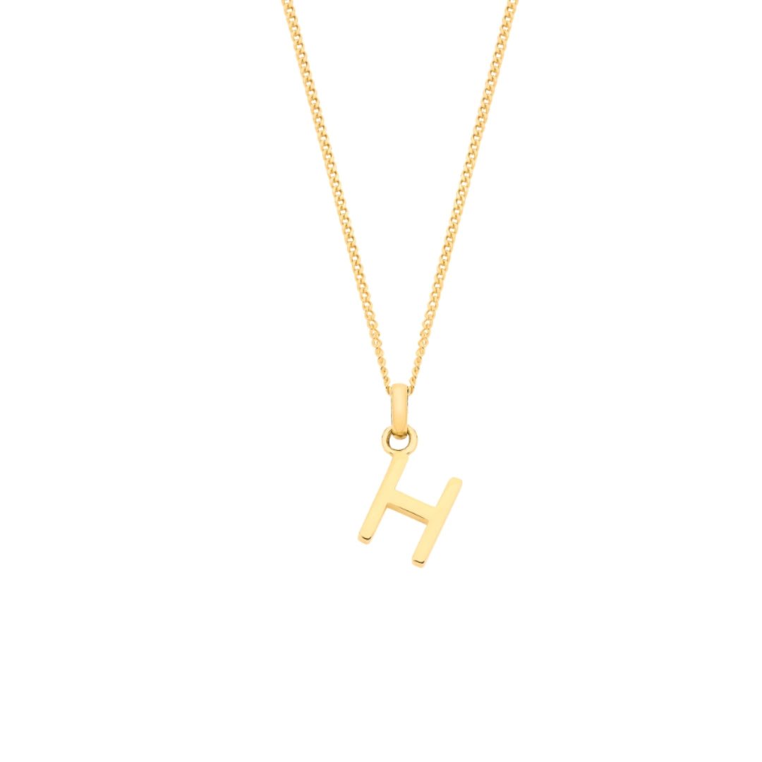 9ct Yellow Gold Small Plain Initial Pendant Necklace (18")