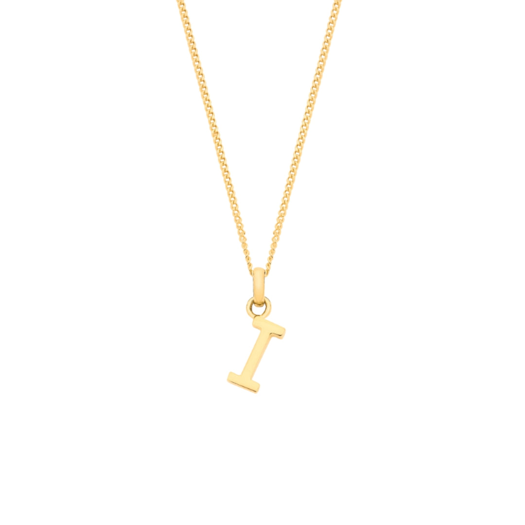 9ct Yellow Gold Small Plain Initial Pendant Necklace (18")