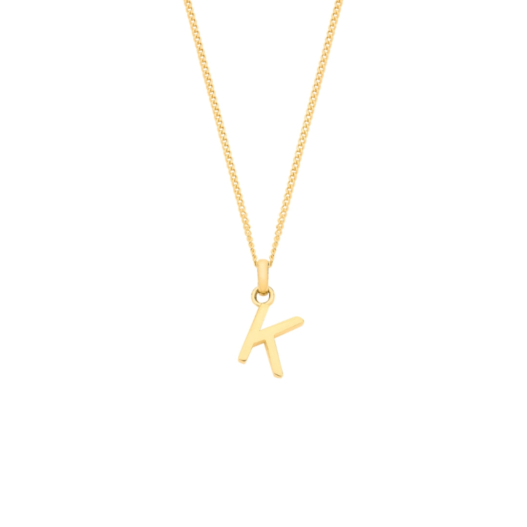 9ct Yellow Gold Small Plain Initial Pendant Necklace (18")