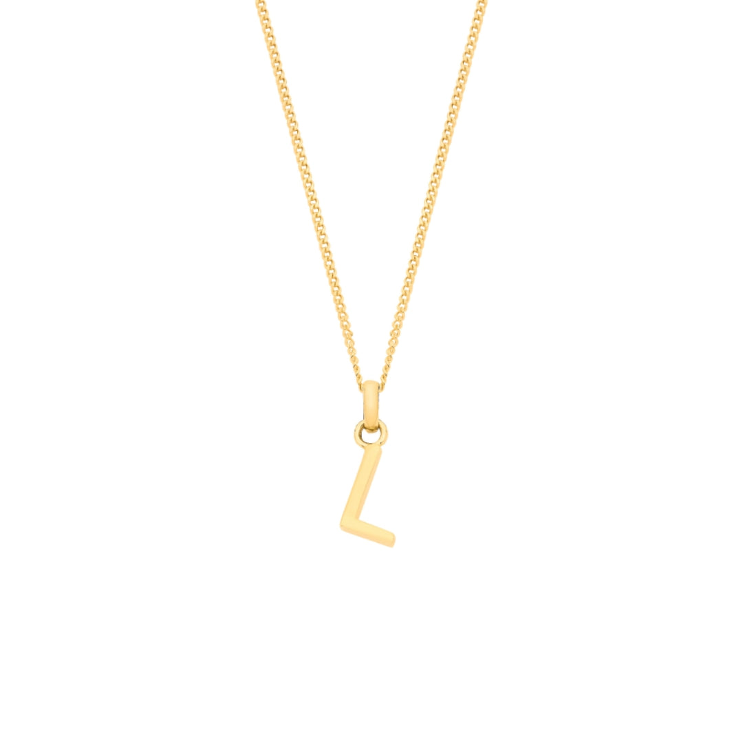 9ct Yellow Gold Small Plain Initial Pendant Necklace (18")