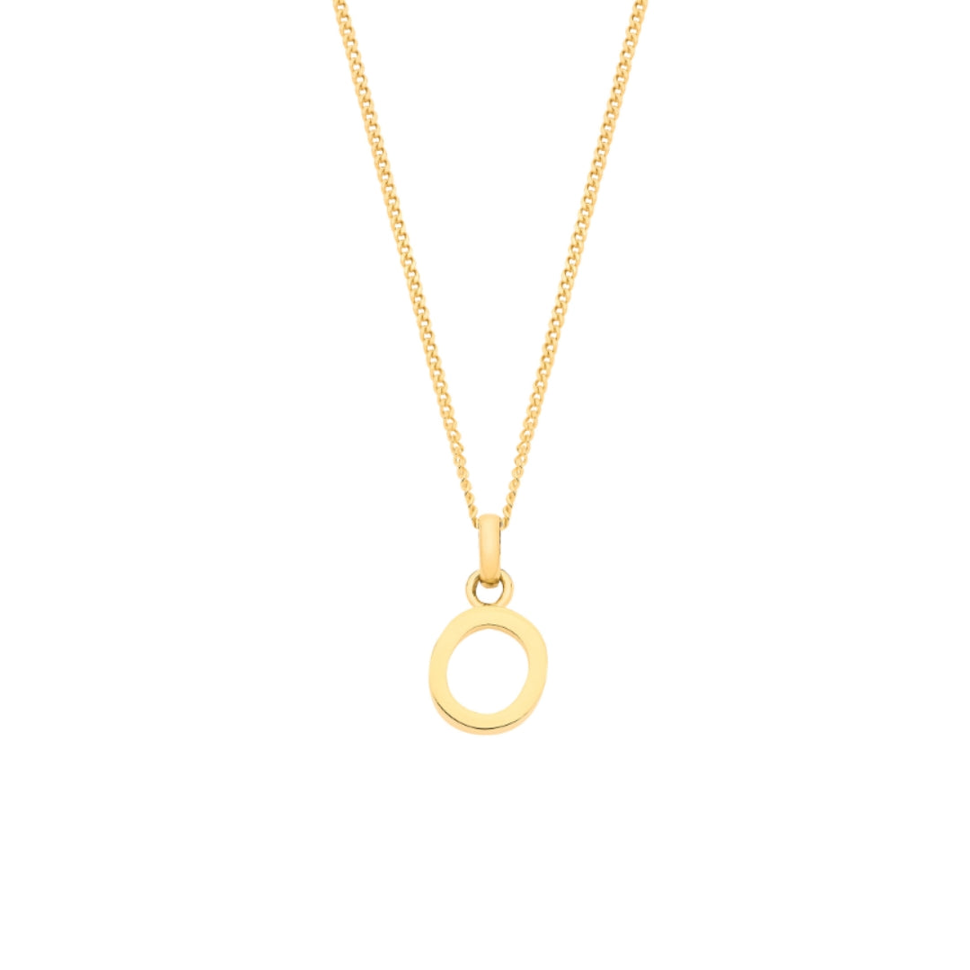 9ct Yellow Gold Small Plain Initial Pendant Necklace (18")