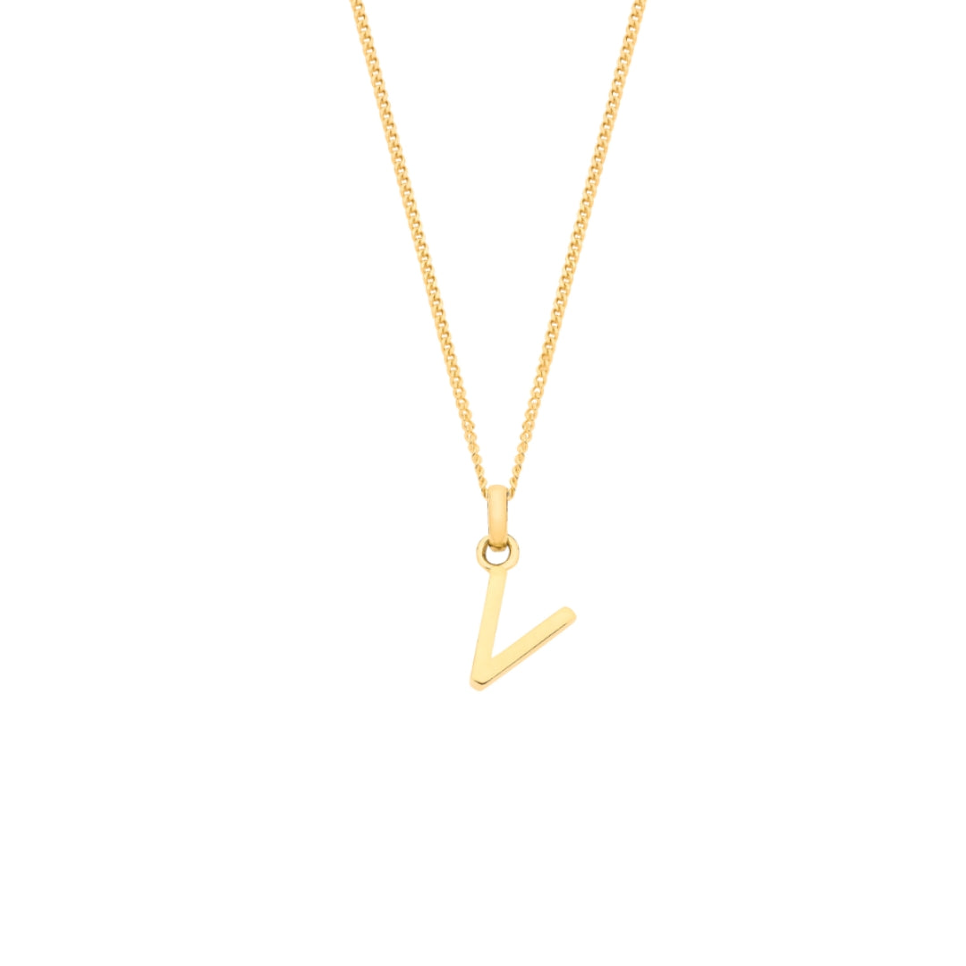 9ct Yellow Gold Small Plain Initial Pendant Necklace (18")