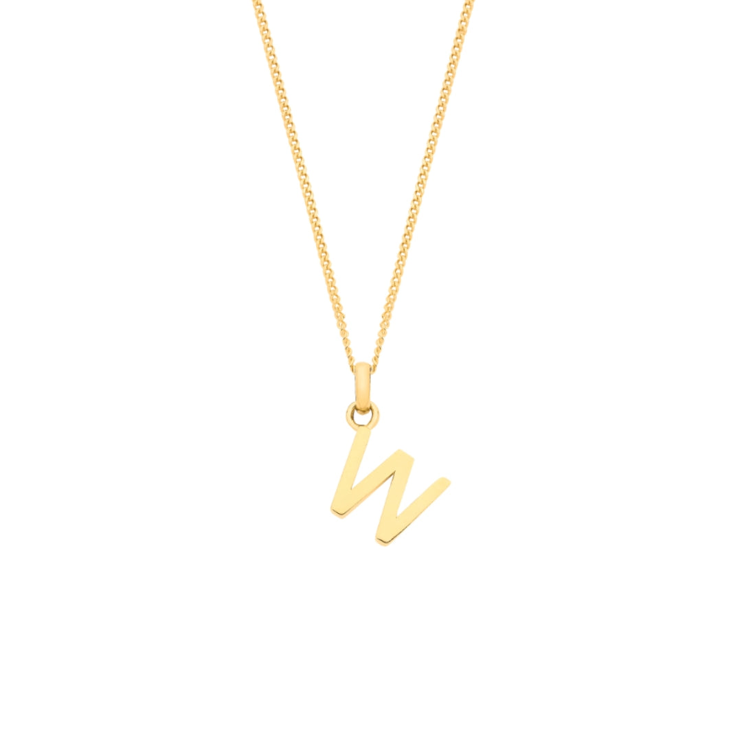 9ct Yellow Gold Small Plain Initial Pendant Necklace (18")