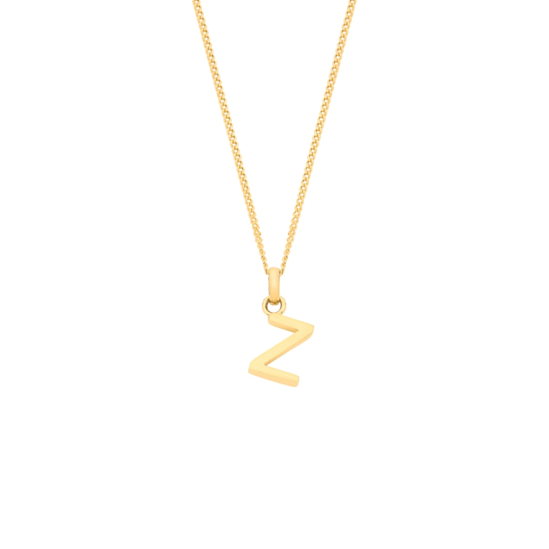 9ct Yellow Gold Small Plain Initial Pendant Necklace (18")