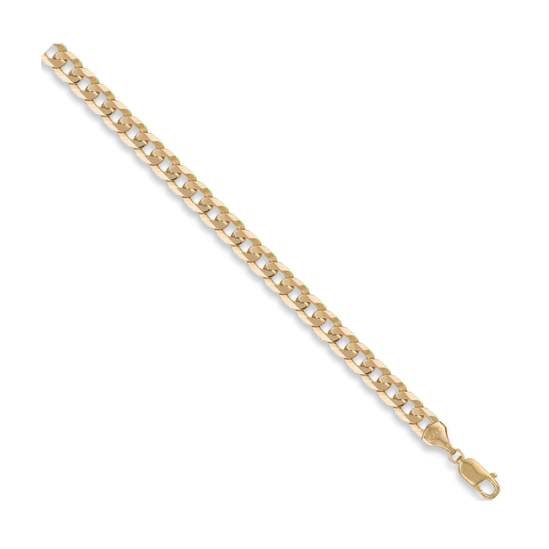 9ct Yellow Gold 7.4mm Flat Curb Chain – Solid