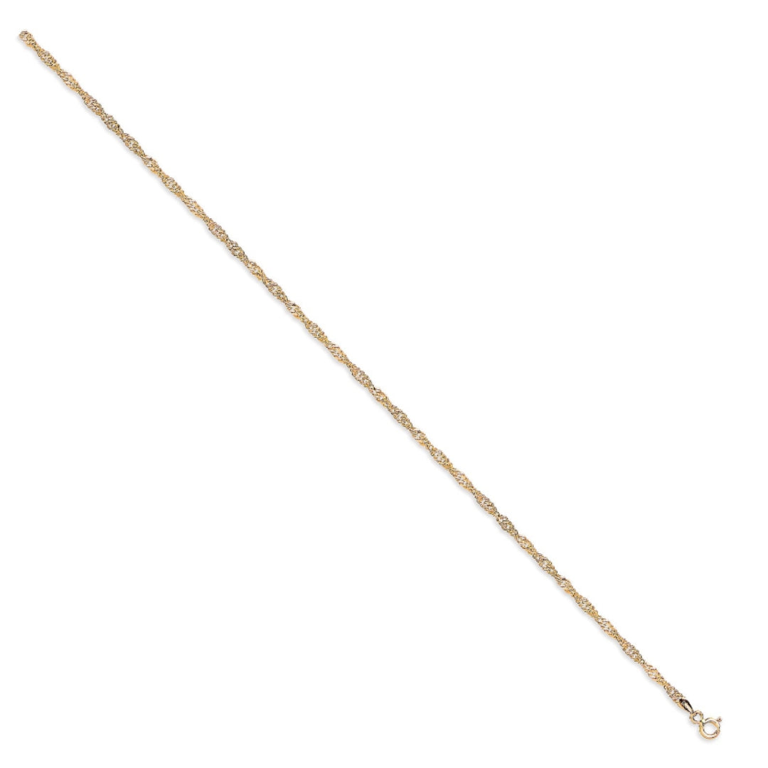 9ct Yellow Gold Hollow Singapore Anklet