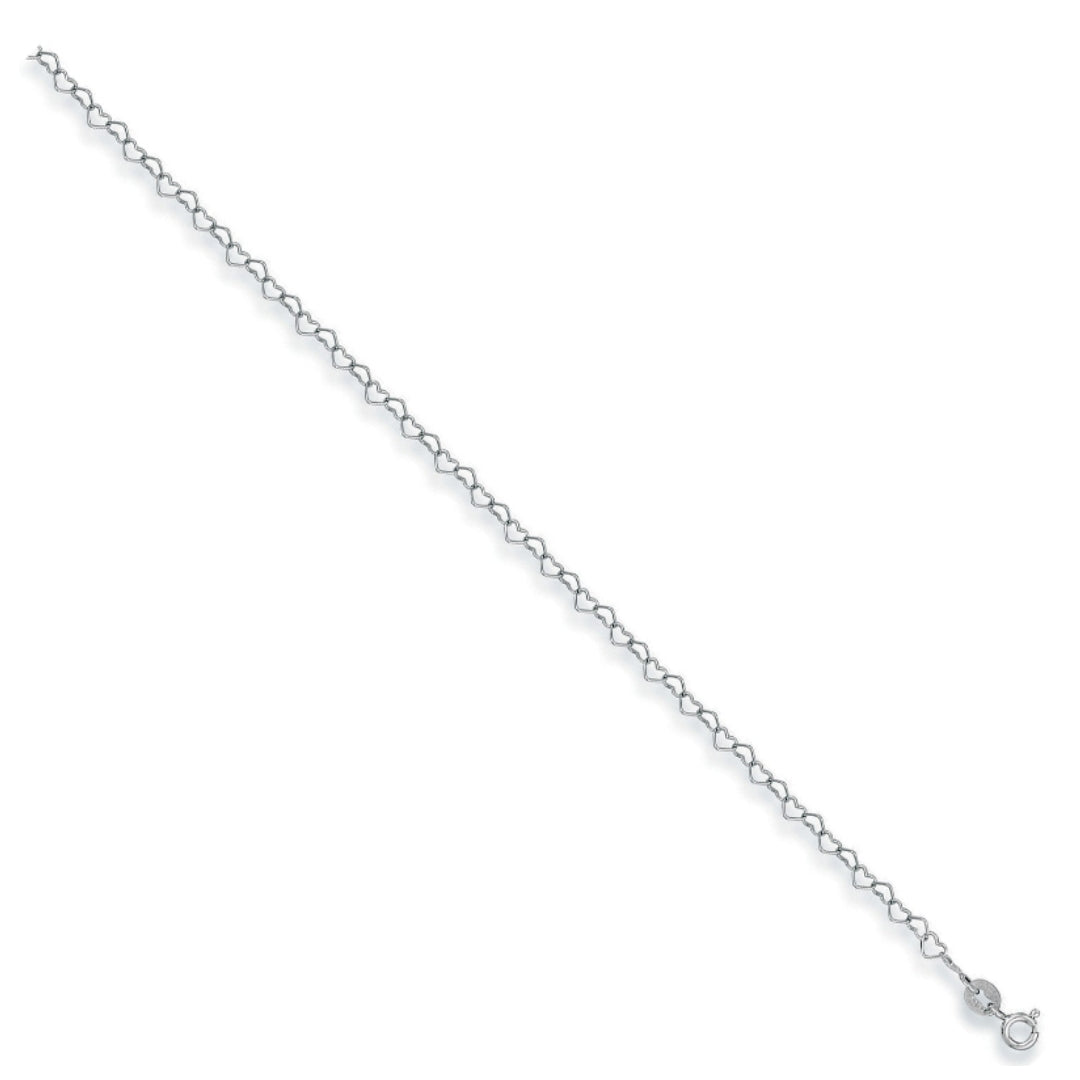 9ct White Gold Heart Shaped Anklet