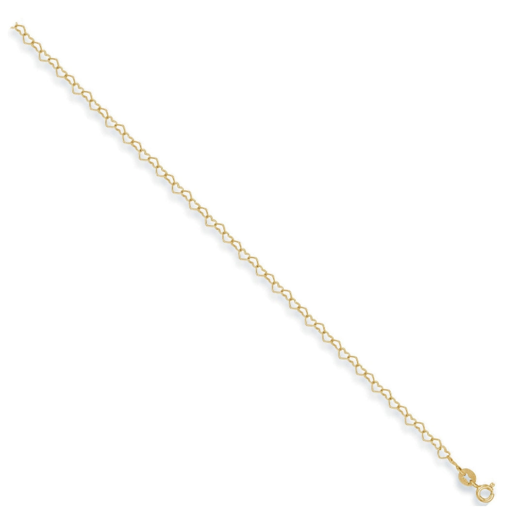 9ct Yellow Gold Heart Anklet