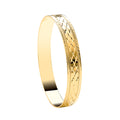 9ct Yellow Gold Diamond Cut Slave Bangle 10mm