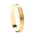 9ct Yellow Gold Diamond Cut Slave Round Bangle 10mm