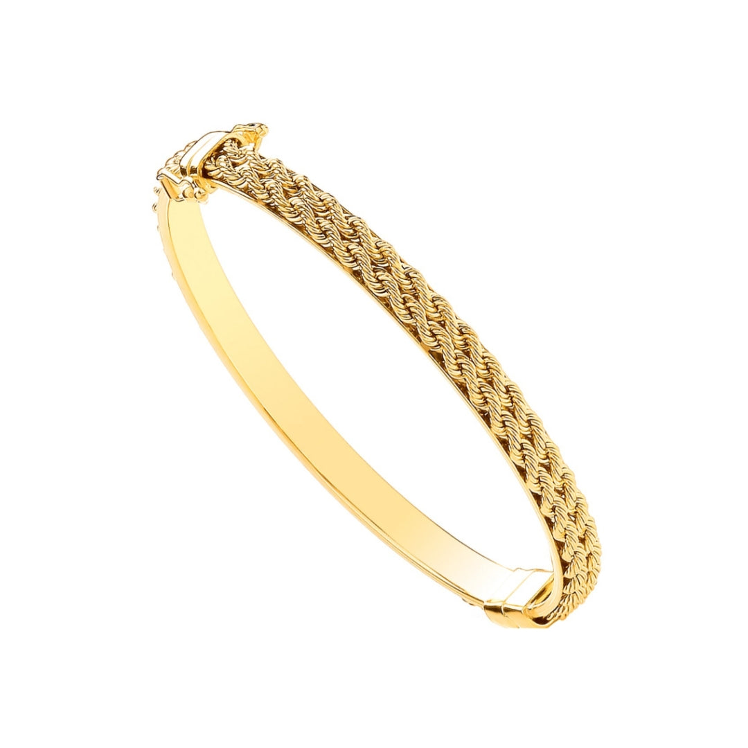 9ct Yellow Gold Hollow Rope Bangle 5.3mm