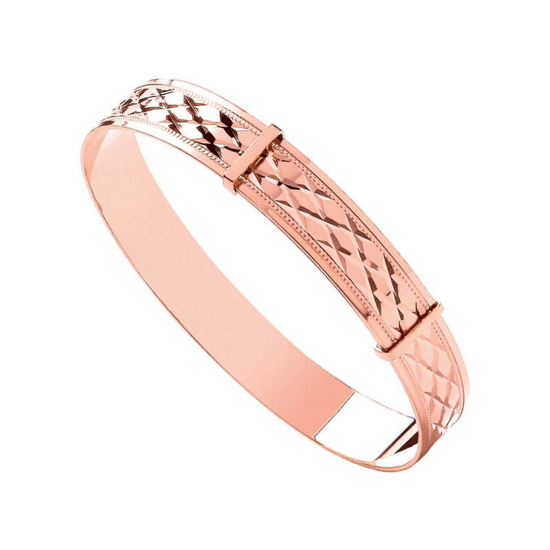 9ct Rose Gold Diamond Cut Expandable Baby Bangle