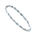 9ct White Gold Plain & Diamond Cut Twist Bangle