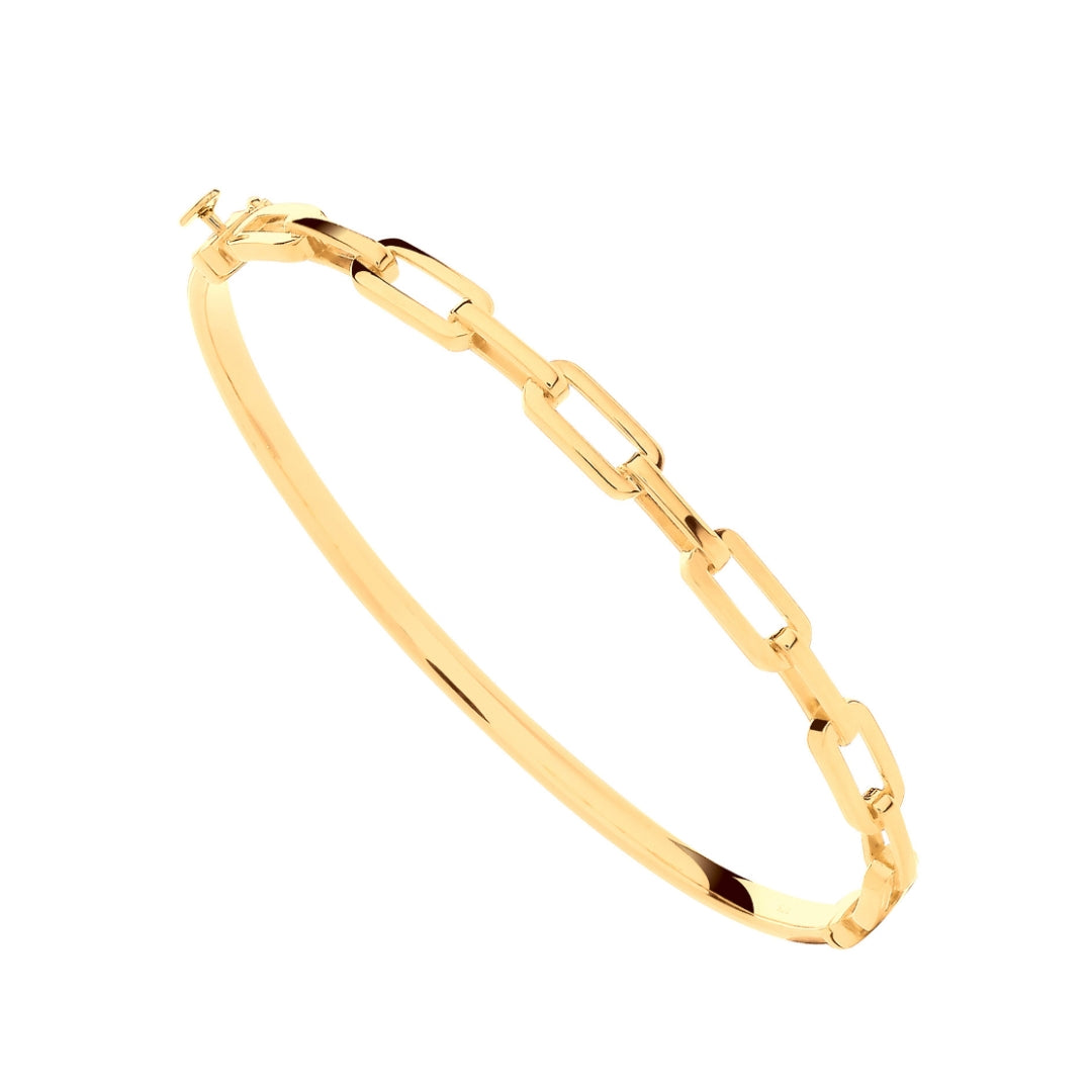 9ct Yellow Gold Paper Clip Ladies Bangle