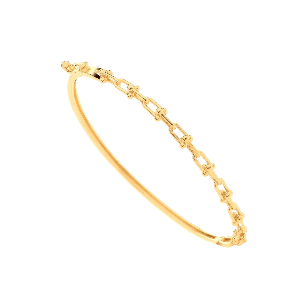 9ct Yellow Gold Bike Lock Link Ladies Bangle