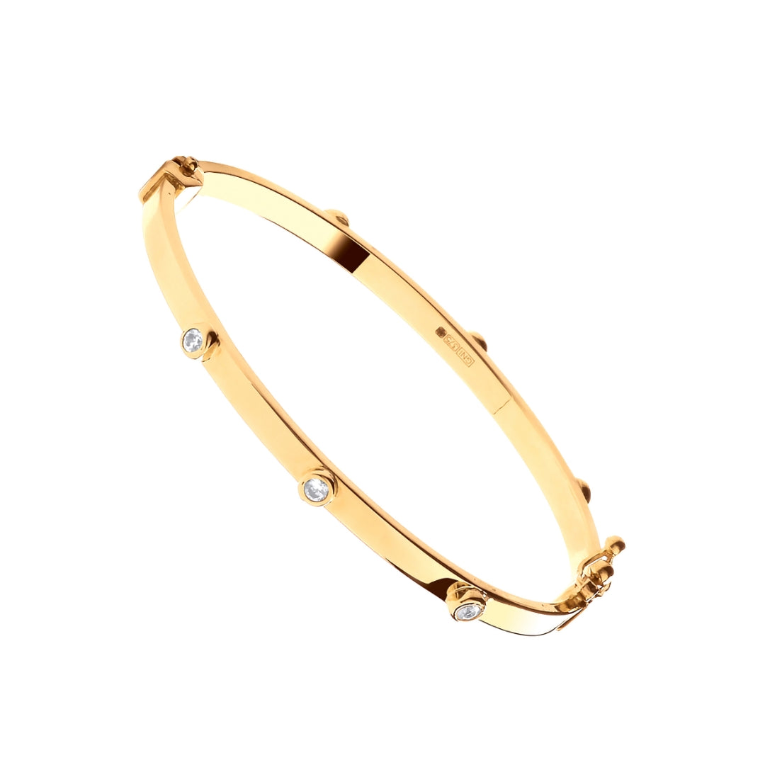 9ct Yellow Gold Hollow Oval CZ Baby Bangle