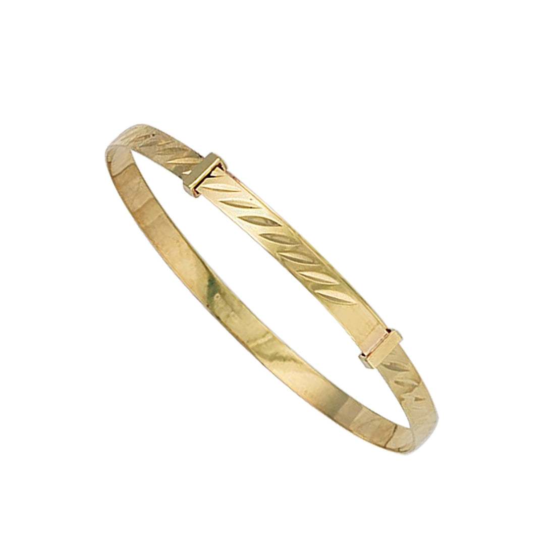 9ct Yellow Gold Diamond Cut Expandable Baby Bangle