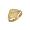 9ct Yellow Gold Engraved Oval Signet Ring