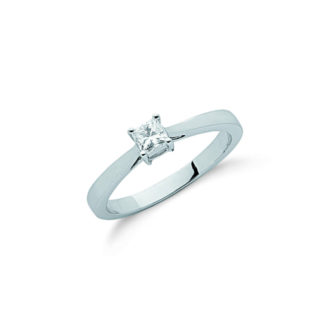 9ct White Gold 0.25ct Princess Cut Diamond Ring