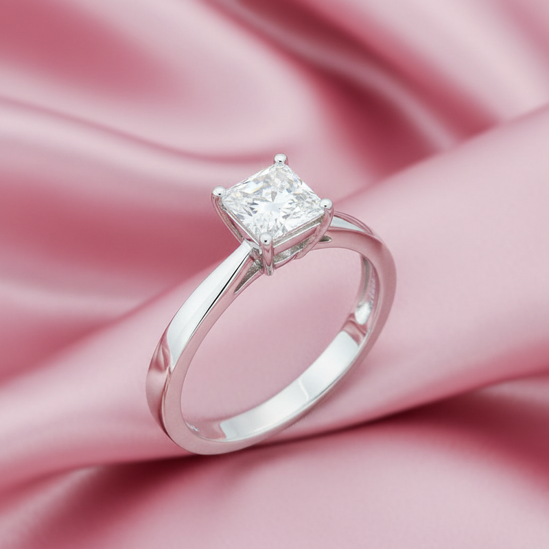 9ct White Gold 0.25ct Princess Cut Diamond Ring