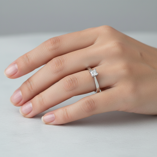 9ct White Gold 0.25ct Princess Cut Diamond Ring