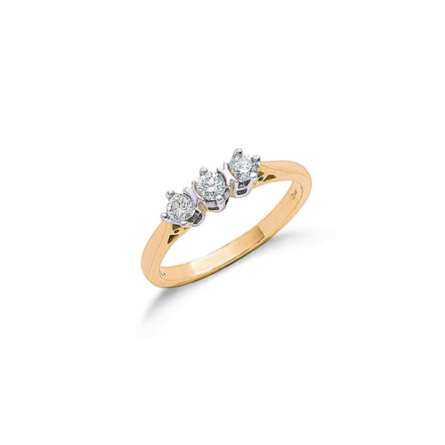 9ct Yellow Gold 0.33ct Diamond Trilogy Ring
