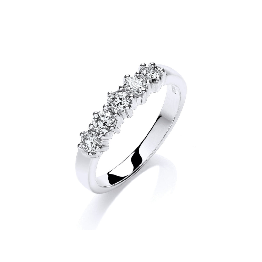 9ct White Gold 0.50ct 5 Stone Diamond Eternity Ring