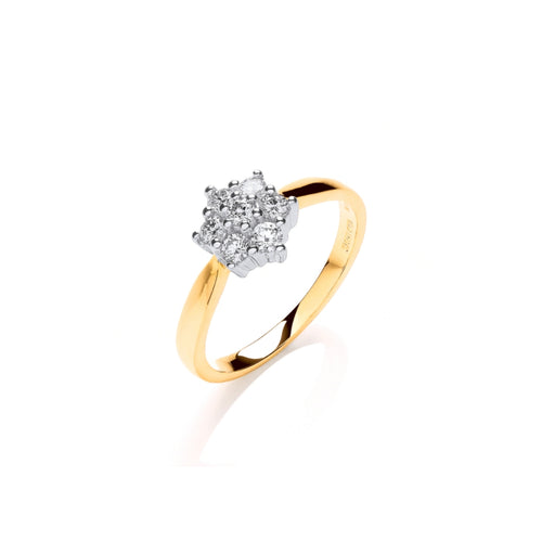 9ct Yellow Gold 0.33ct Diamond 7 Stone Cluster Ring