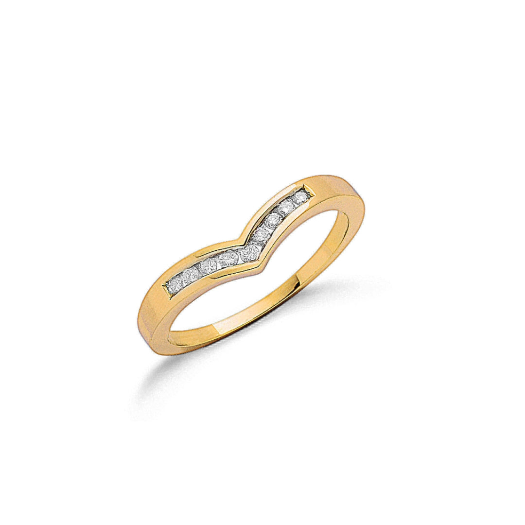 9ct Yellow Gold 0.15ct Diamond Wishbone Ring