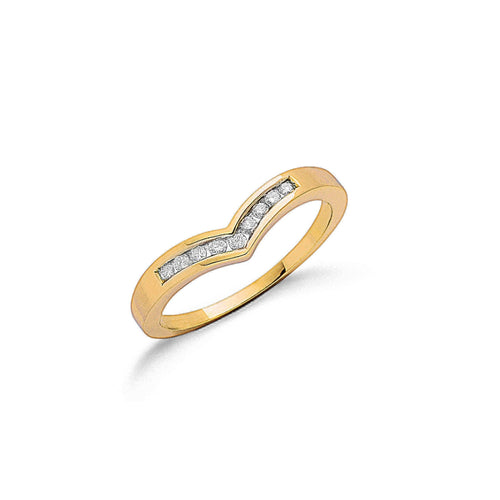 9ct Yellow Gold 0.15ct Diamond Wishbone Ring
