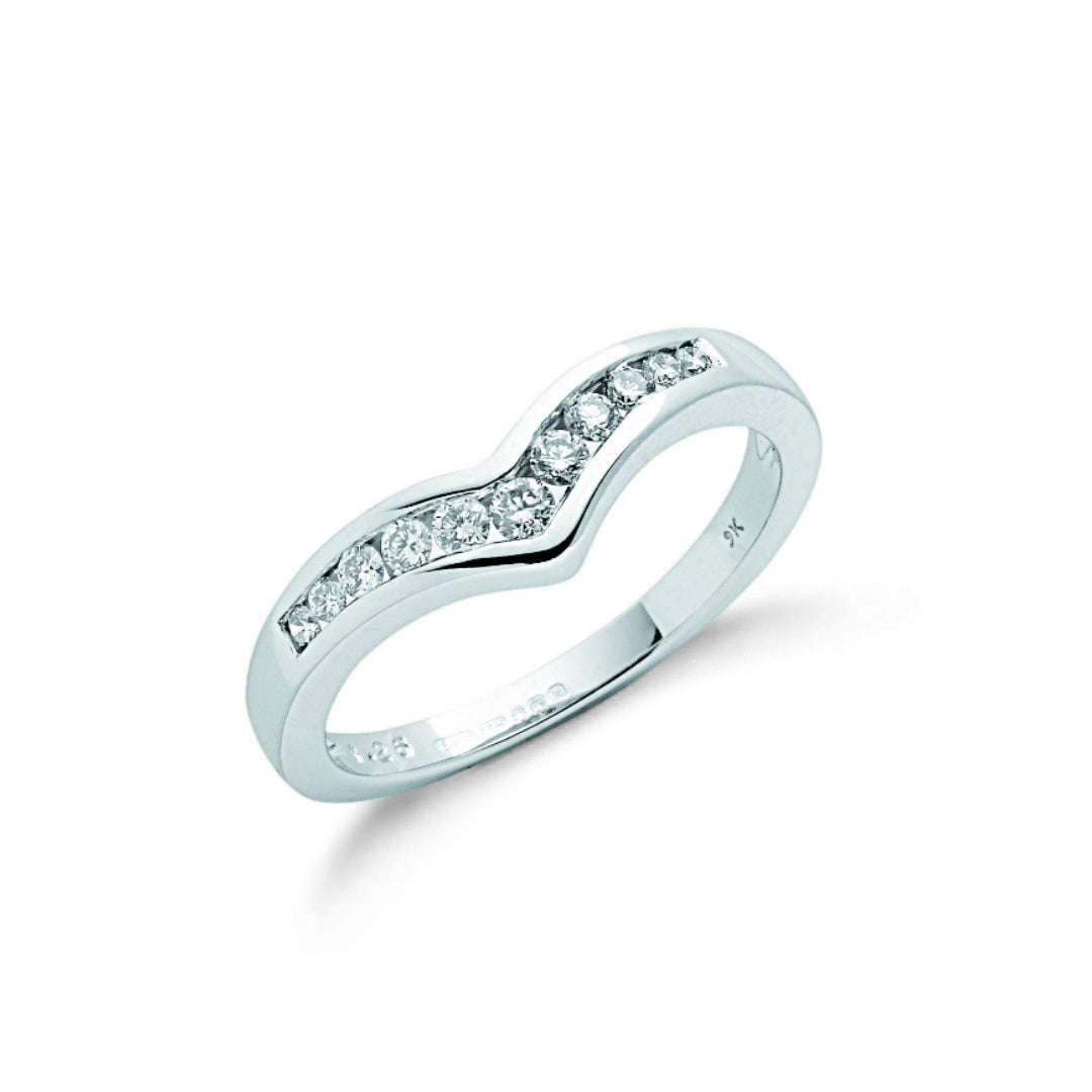 9ct White Gold 0.25ct Diamond Wishbone Ring