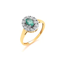 9ct Yellow Gold Emerald Cluster & Diamond Ring 0.45ct