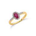 9ct Yellow Gold Ruby Cluster & Diamond Ring 0.71ct