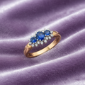 9ct Yellow Gold Sapphire Cluster & Diamond Ring 1.08ct
