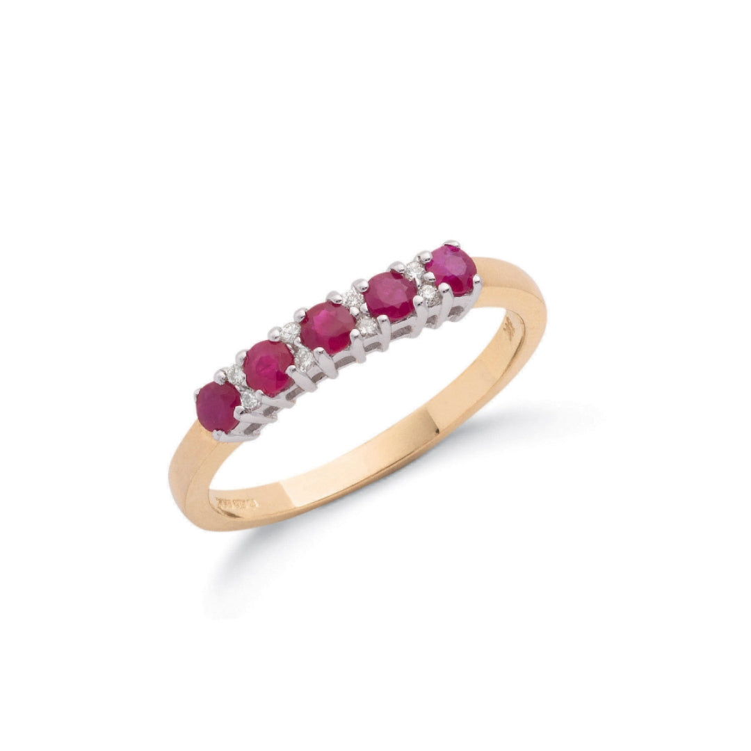 9ct Yellow Gold Ruby & Diamond Eternity Ring 0.56ct