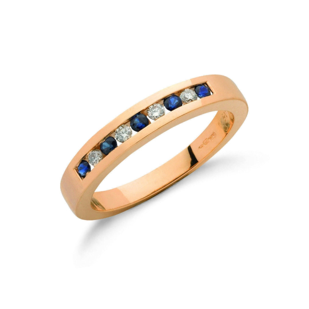 9ct Yellow Gold Sapphire & Diamond Eternity Ring 0.45ct