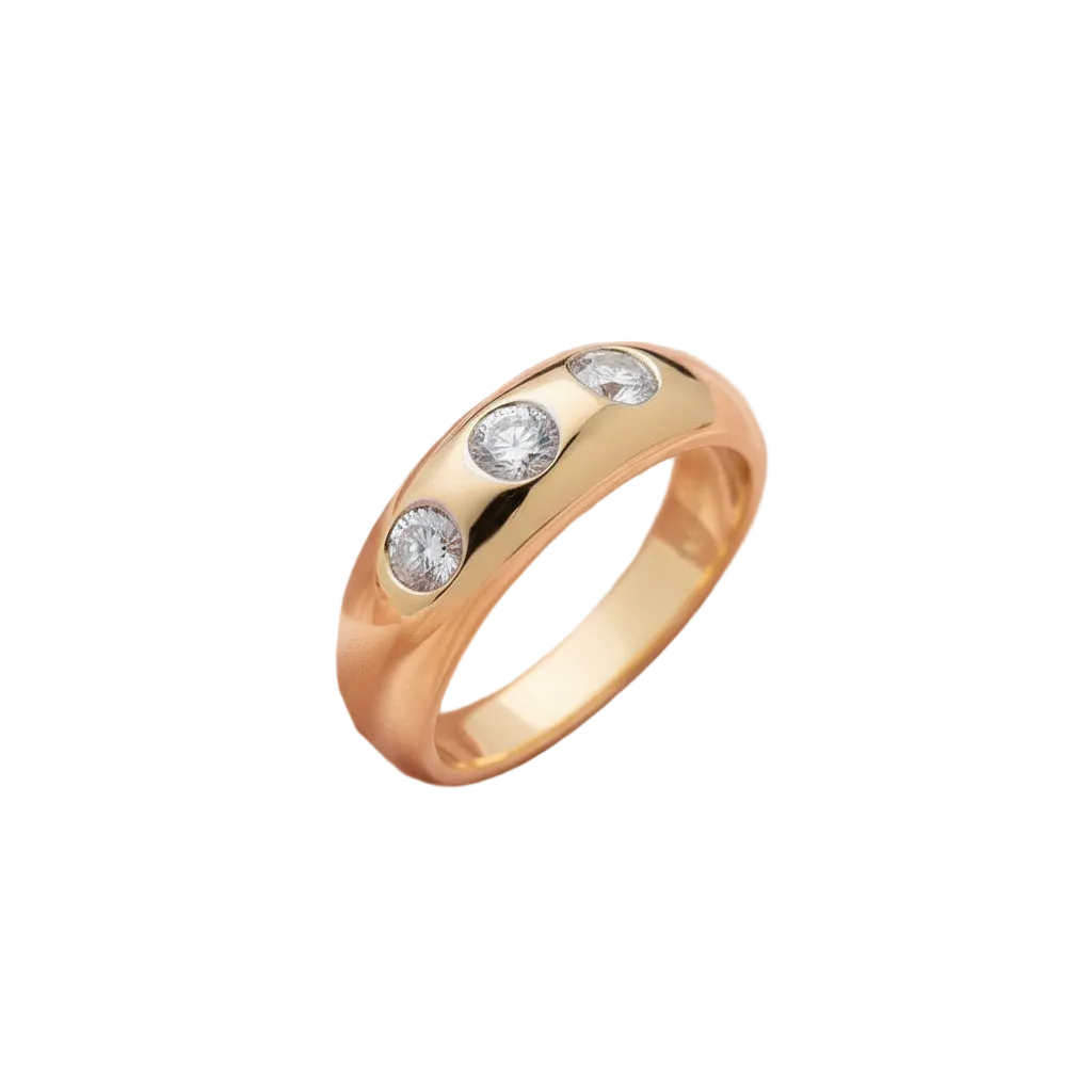Gents 9ct Yellow Gold 1.00ct 3 Stone Diamond Ring