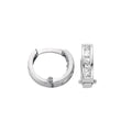 9ct White Gold 12mm Princess Cut CZ Huggie Earrings