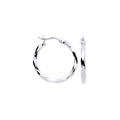 9ct White Gold 22mm Faceted Hoop Earrings