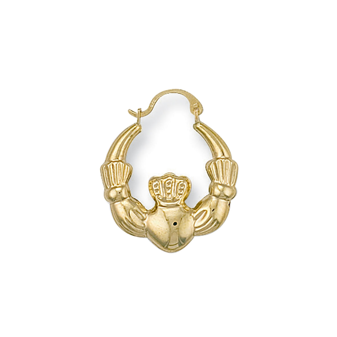9ct Yellow Gold Claddagh Creole Earrings